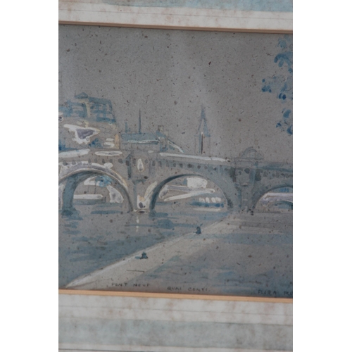 148 - 2 X FLORA RUSSELL WATERCOLOURS OF BRIDGES OVER A RIVER SEINE (MQ)
55 X 37CM