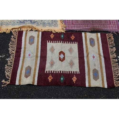 219 - EASTERN PRAYER RUG AND 2 WALL HANGINGS
118 X 118CM