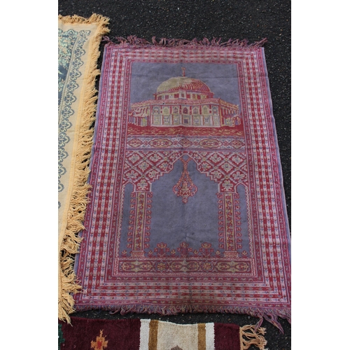 219 - EASTERN PRAYER RUG AND 2 WALL HANGINGS
118 X 118CM