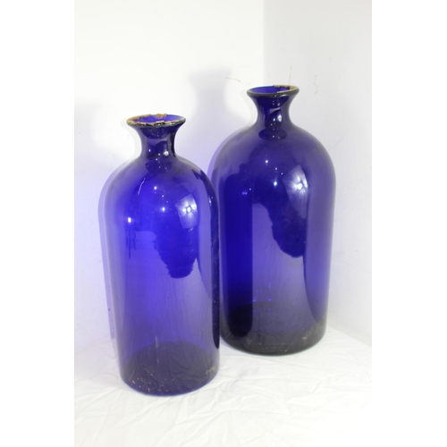 261 - 2 X LARGE BLUE GLASS CONTAINERS (MQ)
55CM