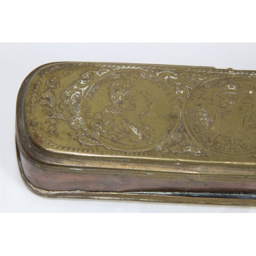 401 - 2 X ANTIQUE COPPER AND BRASS TRINKET BOXES (MQ)
16CM