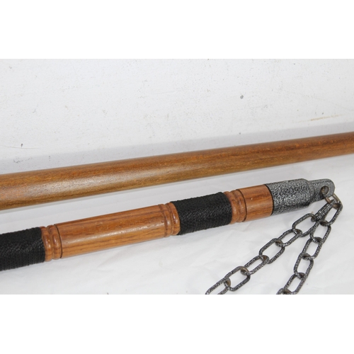 417 - MODERN MACE AND ORNATE WALKING CANE