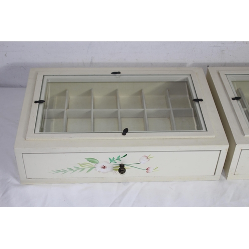 454 - 2 X TABLE TOP DISPLAY CABINETS WITH DRAWERS 
38 X 25 X 10CM