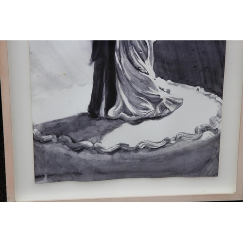 159 - WATERCOLOUR OF COUPLE ON A WEDDING CAKE
64 X 49CM