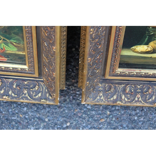 174 - 2 X PRINTS ON CANVAS IN ORNATE FRAMES 
46 X 39CM