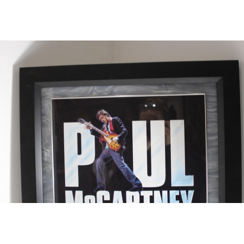 181 - PAUL McCARTNEY THE SPACE WITHIN US MEMROBILLIA FRAME WITH BOOK 
84 X 54CM