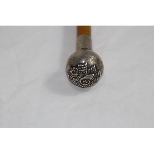 743 - SILVER TOP SWAGGER STICK - HIGHLAND LIGHT INFANTRY KINGS CROWN 1915