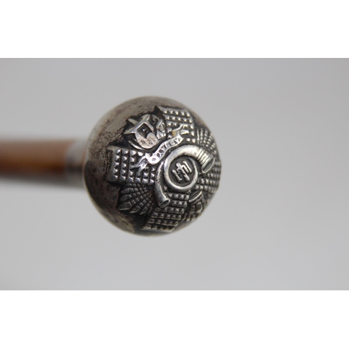 743 - SILVER TOP SWAGGER STICK - HIGHLAND LIGHT INFANTRY KINGS CROWN 1915