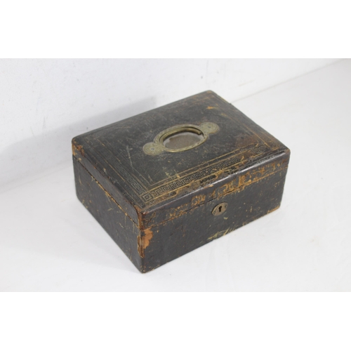 469 - ANTIQUE JEWELLERY BOX AND CONTENTS