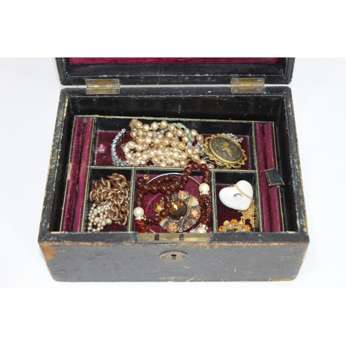 469 - ANTIQUE JEWELLERY BOX AND CONTENTS