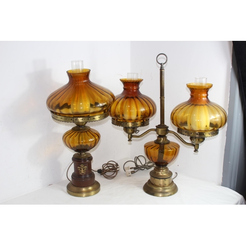 214 - 2 X VINTAGE OIL LAMPS
67CM