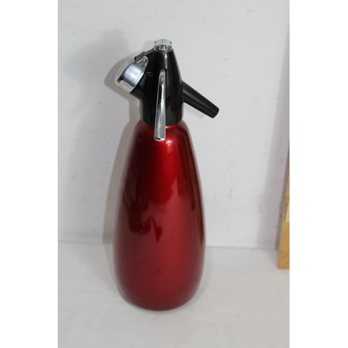 492 - QUANTITY OF SODA SYPHONS AND EMPTY WINE CONTAINERS
57CM