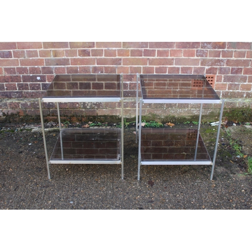 97 - PAIR OF GLASS AND CHROME SIDE TABLES (MQ)
56 X 64CM