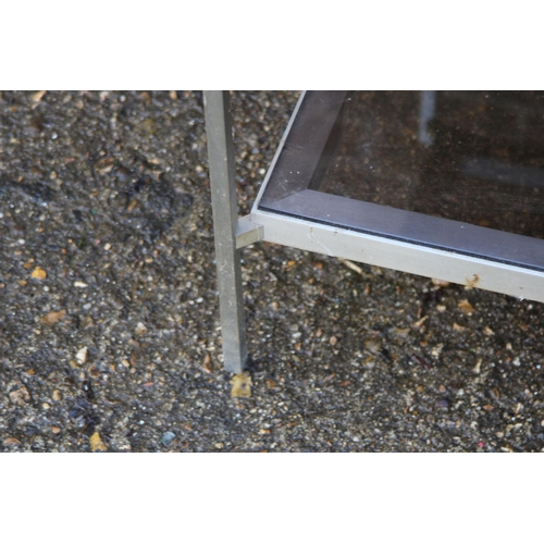 97 - PAIR OF GLASS AND CHROME SIDE TABLES (MQ)
56 X 64CM