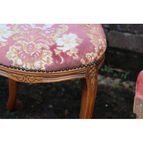 99 - 2 X VINTAGE BEDROOM CHAIRS AND PAIR OF FOOTSTOOLS 
98 X 42 X 40CM