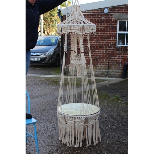 12 - LARGE VINTAGE MACRAME HANGING PLANT HOLDER AND TABLE
210 X 62CM