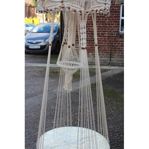 12 - LARGE VINTAGE MACRAME HANGING PLANT HOLDER AND TABLE
210 X 62CM