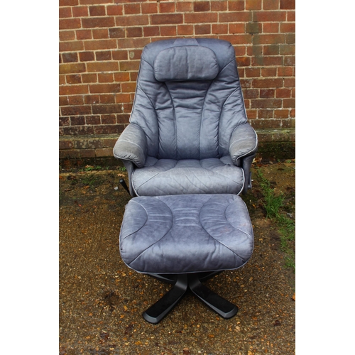 14 - RETRO 1980/90S SODERBERGS SWEDEN SWIVEL RECLINER ARMCHAIR AND FOOTSTOOL
75 X 65 X 98CM