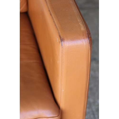 19 - DANISH TAN TWO SEATER LEATHER SOFA
129 X 84 X 73CM