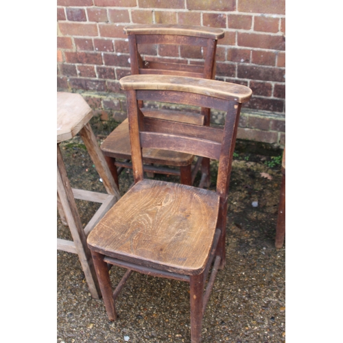 21 - 5 X PINE CHURCH CHAIRS AND STOOL
37 X 37 X 83CM