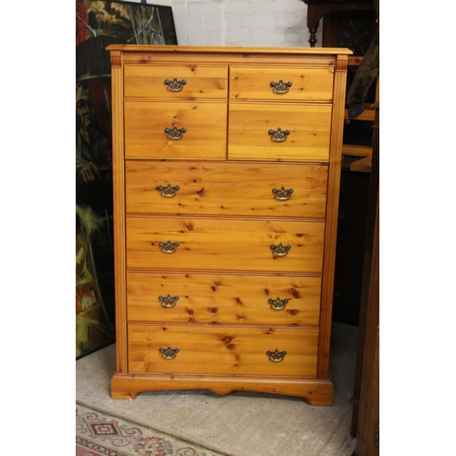 28 - LARGE PINE CHEST OF DRAWERS 
89 X 46 X 142CM