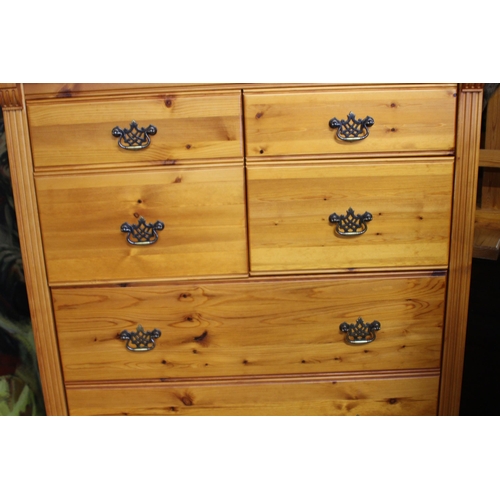 28 - LARGE PINE CHEST OF DRAWERS 
89 X 46 X 142CM