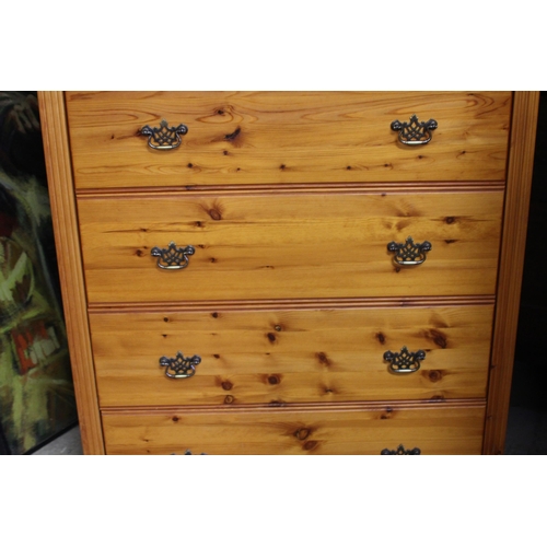 28 - LARGE PINE CHEST OF DRAWERS 
89 X 46 X 142CM