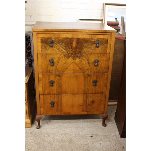 32 - EDWARDIAN FOUR DRAWER CHEST OF DRAWERS 
76 X 53 X 107CM