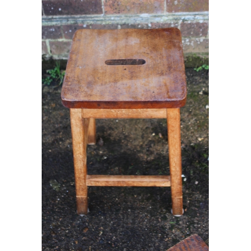 33 - 3 X PINE STOOLS AND CUPBOARD 
48 X 34 X 20CM