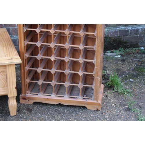 34 - PINE WINE RACK, COFFEE TABLE AND T.V UNIT 
108 X 76 X 46CM