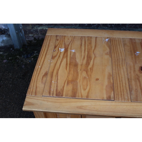 34 - PINE WINE RACK, COFFEE TABLE AND T.V UNIT 
108 X 76 X 46CM