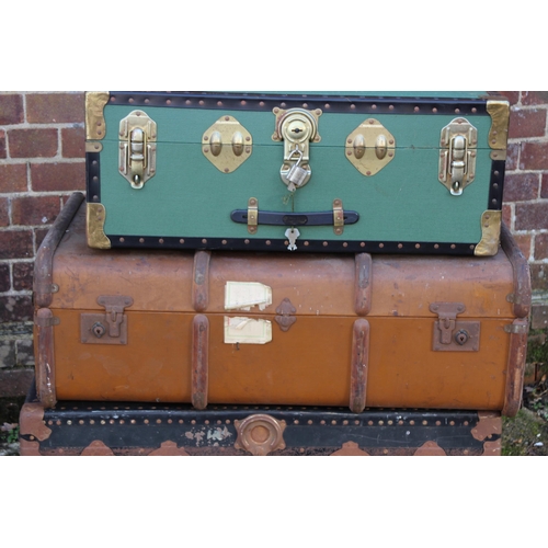 37 - 3 X VINTAGE LUGGAGE TRUNKS 
90 X 50 X 34CM