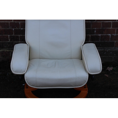 8 - CREAM LEATHER RECLINER SWIVEL CHAIR
78 X 65 X 98CM