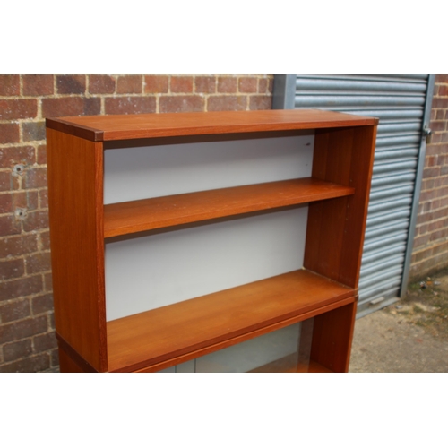 79 - RETRO TAPLEY WALL UNITS INCLUDES TWO CUPBOARDS, ONE DRAWER AND TWO SHELVES 
92 X 41 X 16CM