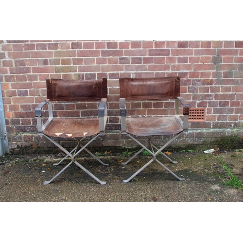 88 - 2 X RETRO ALESSANDRO ALBRIZZI CHROME AND SUEDE DIRECTORS CHAIRS  A/F (MQ)
59 X 42 X 92CM