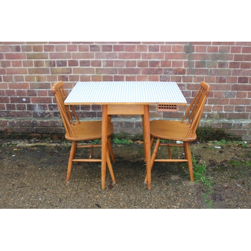 91 - RETRO KITCHEN TABLE AND 2 CHAIRS 
90 X 69 X 73CM