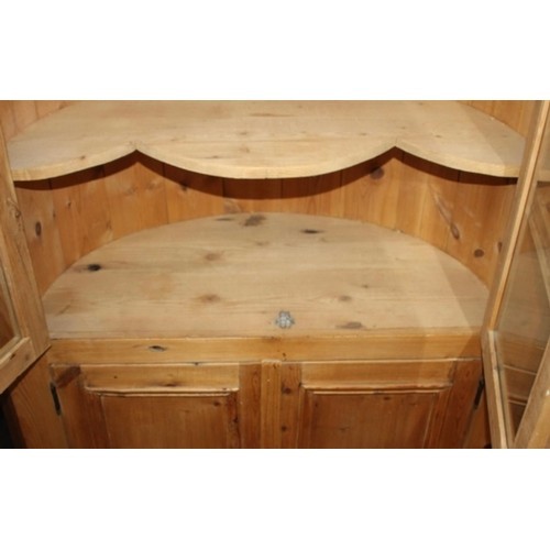 27 - TALL PINE  CORNER CUPBOARD WITH DOMED BACK 
88 X 52 X 208CM