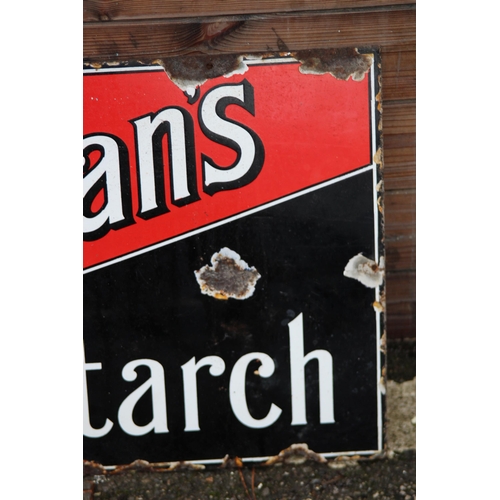 886 - VINTAGE COLMANS STARCH ENAMEL SIGN 
60 X 42CM