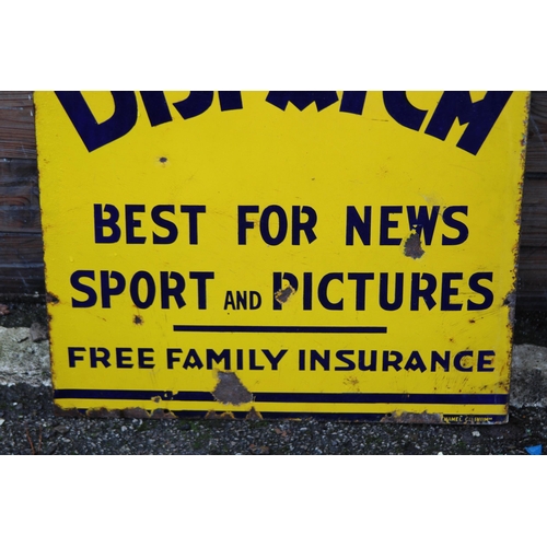 888 - VINTAGE THE BIG SUNDAY DISPATCH PAPER ENAMEL SIGN
79 X 50CM