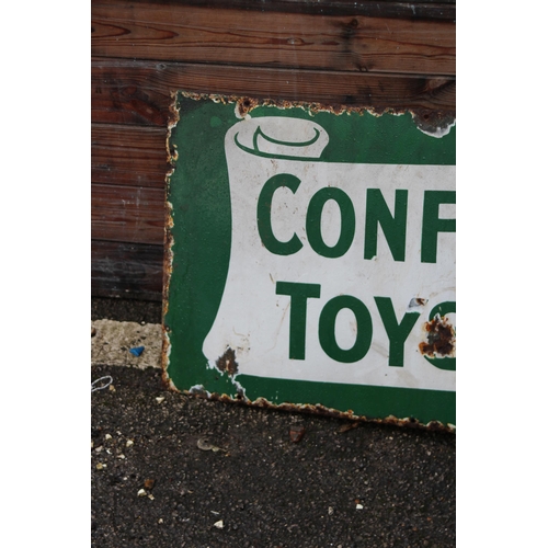 892 - VINTAGE CONFECTIONARY TOYS AND GAMES ENAMEL SIGN 
128 X 46CM