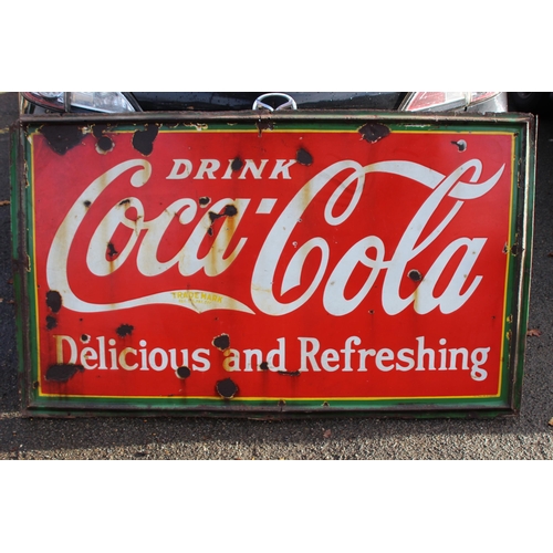 904 - LARGE VINTAGE ENAMEL SIGNED COCA COLA SIGN DATED 1933
90 X 52CM