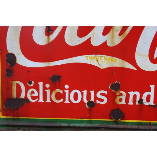 904 - LARGE VINTAGE ENAMEL SIGNED COCA COLA SIGN DATED 1933
90 X 52CM