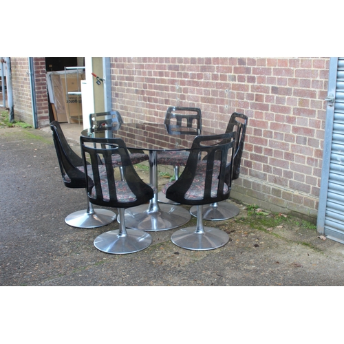 105 - RETRO ASTRAL GLASS TOPPED TABLE AND 6 CHAIRS
137 X 101 X 74CM