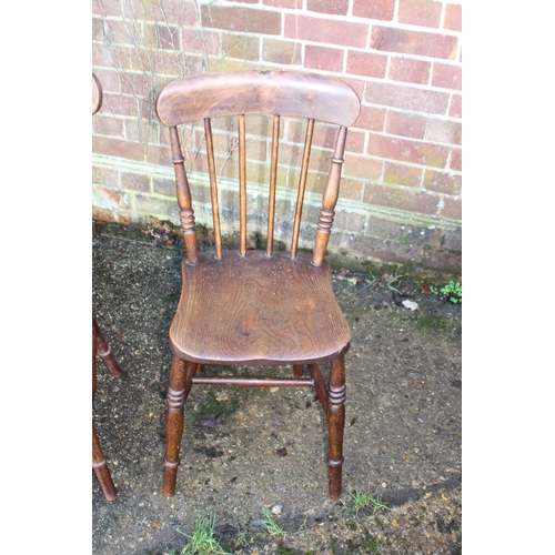 115 - SET OF 6 VICTORIAN OAK STICK BACK CHAIRS 
34 X 36 X 85CM