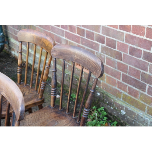 115 - SET OF 6 VICTORIAN OAK STICK BACK CHAIRS 
34 X 36 X 85CM