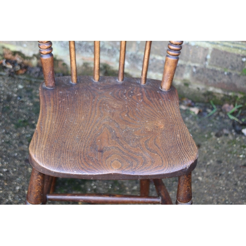 115 - SET OF 6 VICTORIAN OAK STICK BACK CHAIRS 
34 X 36 X 85CM