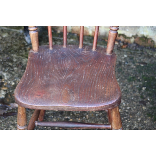 115 - SET OF 6 VICTORIAN OAK STICK BACK CHAIRS 
34 X 36 X 85CM