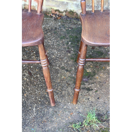 115 - SET OF 6 VICTORIAN OAK STICK BACK CHAIRS 
34 X 36 X 85CM