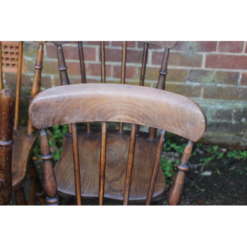 115 - SET OF 6 VICTORIAN OAK STICK BACK CHAIRS 
34 X 36 X 85CM