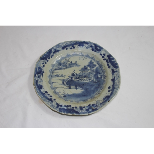 284 - 4 X ANTIQUE BLUE AND WHITE ORIENTAL PLATES 
30CM